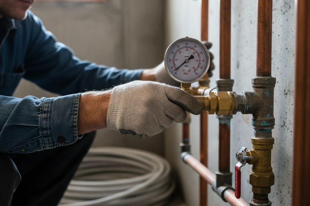 Pressure testing a repaired line during Water Line Repair in Attica